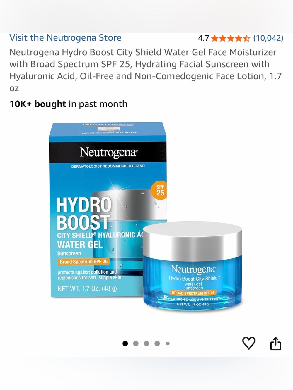 Neutrogena Hydro Boost City Shield Water Gel Sunscreen - Blue, Silver